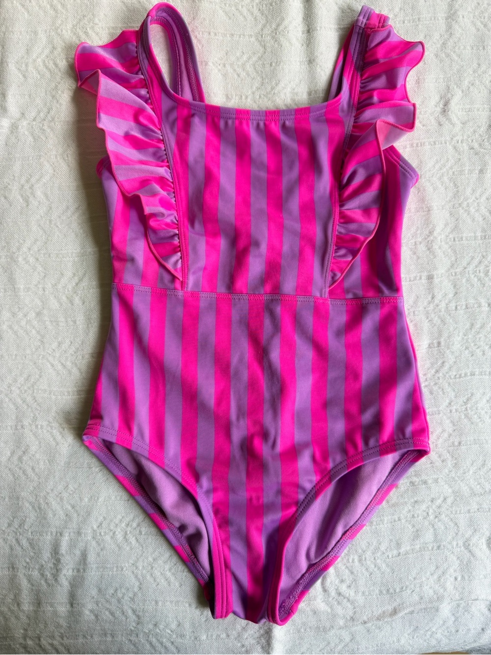 Cat & Jack Pink and Purple Striped Ruffle One-Piece